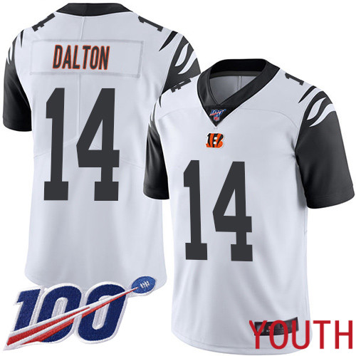 Cincinnati Bengals Limited White Youth Andy Dalton Jersey NFL Footballl #14 100th Season Rush Vapor Untouchable